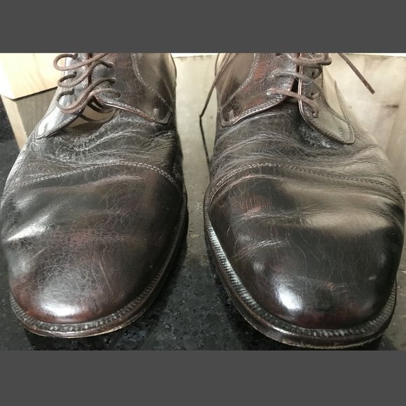 Vintage Brass Boot Men's Brown Leather Dress Derby Cap Toe Shoe Italy,  Size 11 - Picture 4 of 11
